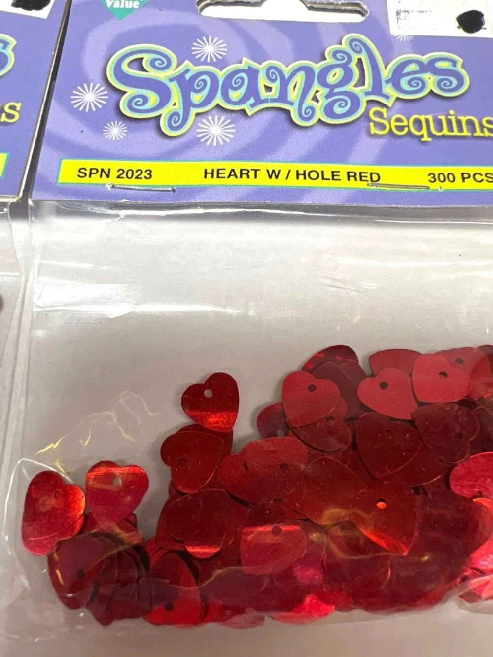 4 Pkg Nicole Spangles Sequins Heart W/ Hole Red 300 Pcs Per Pack Craft Supplies